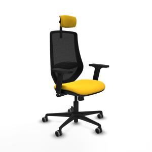 Mardos sincro similpiel amarillo brazos 2D base nailon ruedas 65mm engomadas cabecero 2D