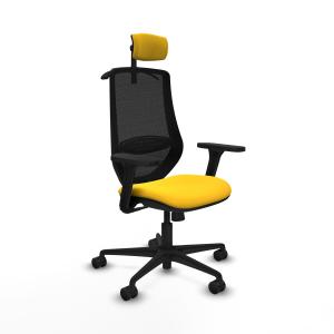 Mardos sincro similpiel amarillo brazos 3D base nailon ruedas 65mm nailon cabecero 2D perchero
