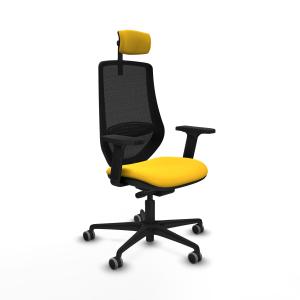 Mardos traslack similpiel amarillo brazos 2D base nailon ruedas 65mm engomadas cabecero 2D