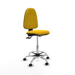 Taburete Aına AS bali amarillo base cromada ruedas autofrenantes 50mm