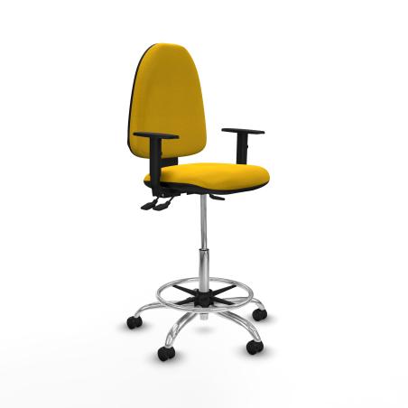 Taburete Aına AS bali amarillo brazos 1D base cromada ruedas engomadas 50mm