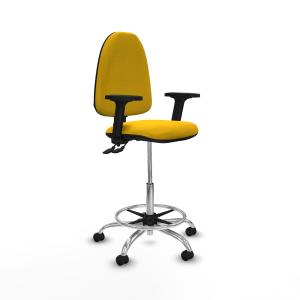 Taburete Aına CPDM bali amarillo brazos 2D base cromada ruedas engomadas 50mm