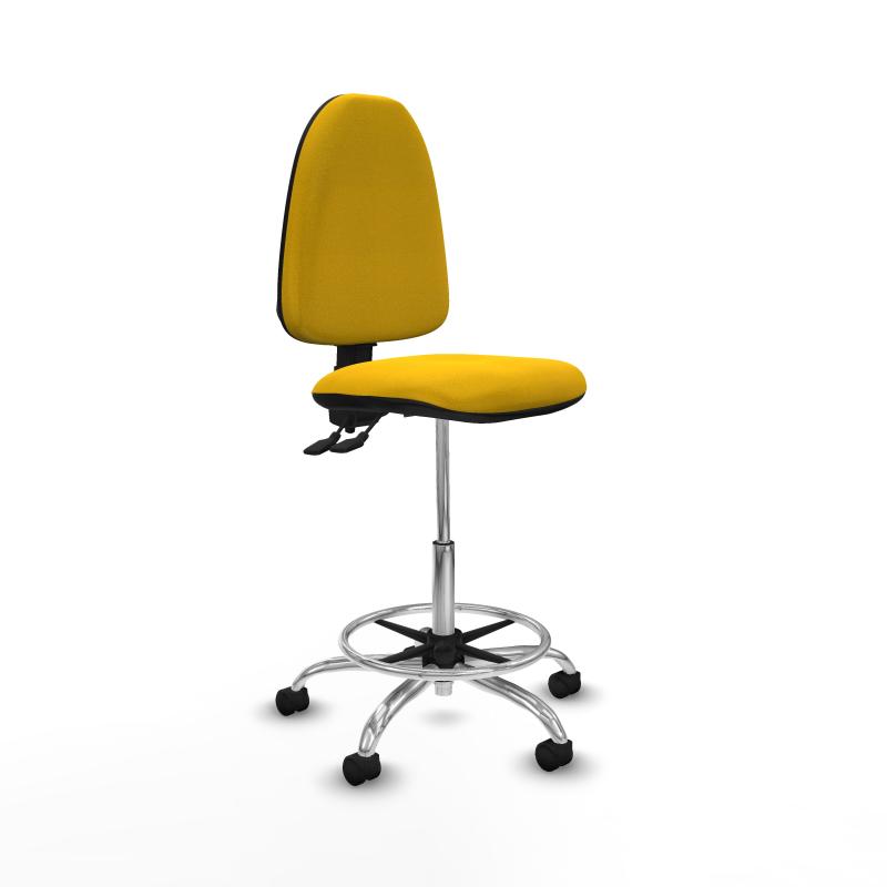 Taburete Aına CPDM bali amarillo base cromada ruedas nailon 50mm