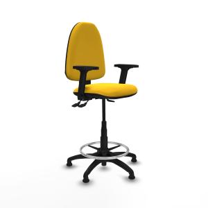 Taburete Aına AS similpiel amarillo brazos 2D base poliamida topes