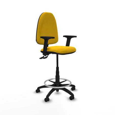 Taburete Aına CPDM bali amarillo brazos 2D base poliamida ruedas engomadas 50mm