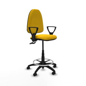 Taburete Aına CPDM bali amarillo brazos fijos base poliamida ruedas engomadas 50mm