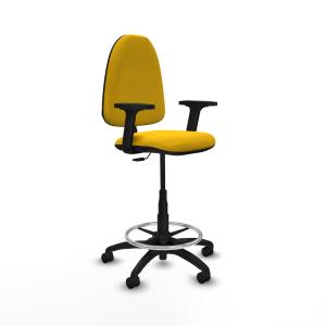 Taburete Aına CP bali amarillo brazos 2D base poliamida ruedas nailon 50mm