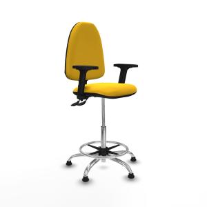Taburete Aına CPDM similpiel amarillo brazos 2D base cromada topes
