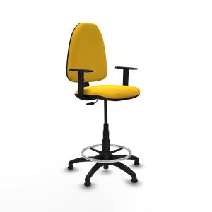 Taburete Aına CP similpiel amarillo brazos 1D base poliamida topes