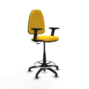 Taburete Aına CP similpiel amarillo brazos 2D base poliamida topes