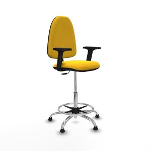 Taburete Aına CP similpiel amarillo brazos 2D base cromada topes