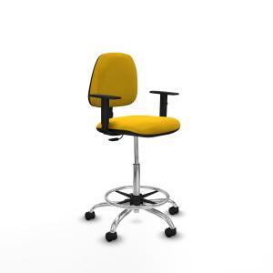 Taburete Isso CP bali amarillo brazos 1D base cromada ruedas nailon 50mm