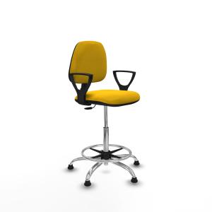 Taburete Isso CP bali amarillo brazos fijos base cromada topes