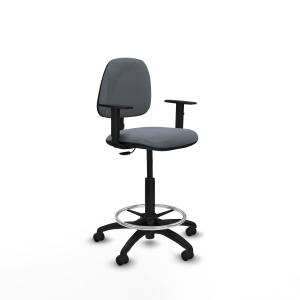 Taburete Isso CP bali gris brazos 1D base poliamida ruedas autofrenantes 50mm