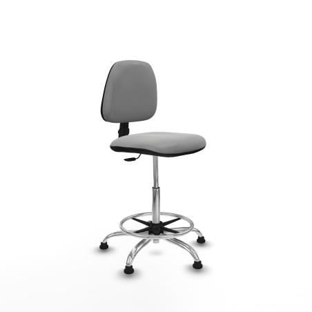Taburete Isso CP similpiel gris claro sin brazos base cromada topes