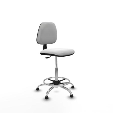 Taburete Isso CP bali blanco sin brazos base cromada topes
