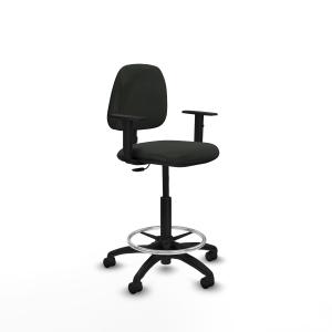 Taburete Isso CP bali negro brazos 1D base poliamida ruedas nailon 50mm