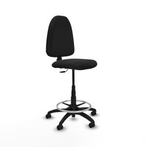 Taburete Aına CP similpiel negro base poliamida ruedas engomadas 50mm