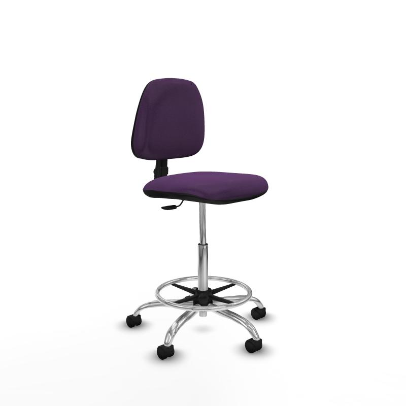 Taburete Isso CP bali morado sin brazos base cromada ruedas nailon 50mm