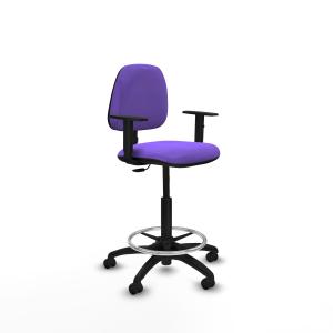 Taburete Isso CP bali lila brazos 1D base poliamida ruedas autofrenantes 50mm