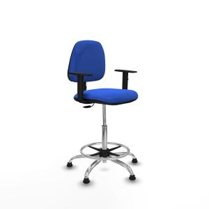 Taburete Isso CP bali azul brazos 1D base cromada topes