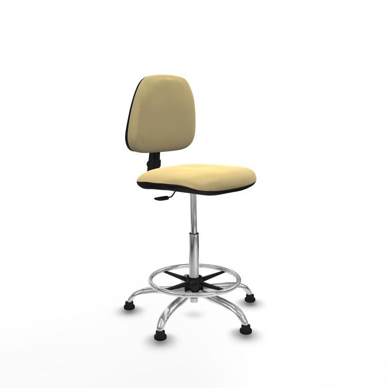 Taburete Isso CP similpiel crema sin brazos base cromada topes