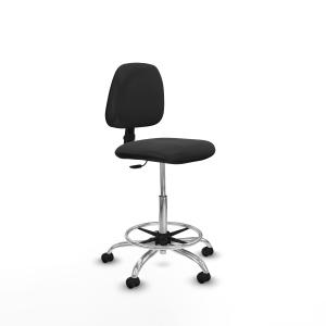 Taburete Isso CP similpiel gris oscuro sin brazos base cromada ruedas autofrenantes 50mm