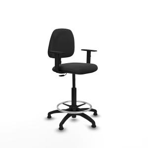 Taburete Isso CP similpiel gris oscuro brazos 1D base poliamida topes