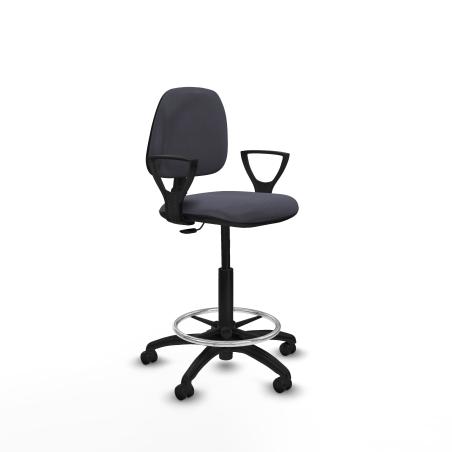 Taburete Isso CP bali gris oscuro brazos fijos base poliamida ruedas engomadas 50mm