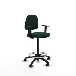 Taburete Isso CP similpiel verde botella brazos 1D base poliamida ruedas engomadas 50mm