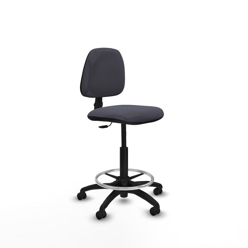 Taburete Isso CP bali gris oscuro sin brazos base poliamida ruedas engomadas 50mm