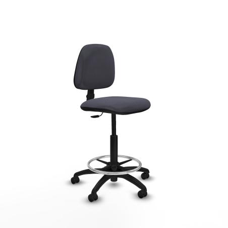 Taburete Isso CP bali gris oscuro sin brazos base poliamida ruedas engomadas 50mm