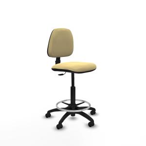 Taburete Isso CP similpiel crema sin brazos base poliamida ruedas autofrenantes 50mm