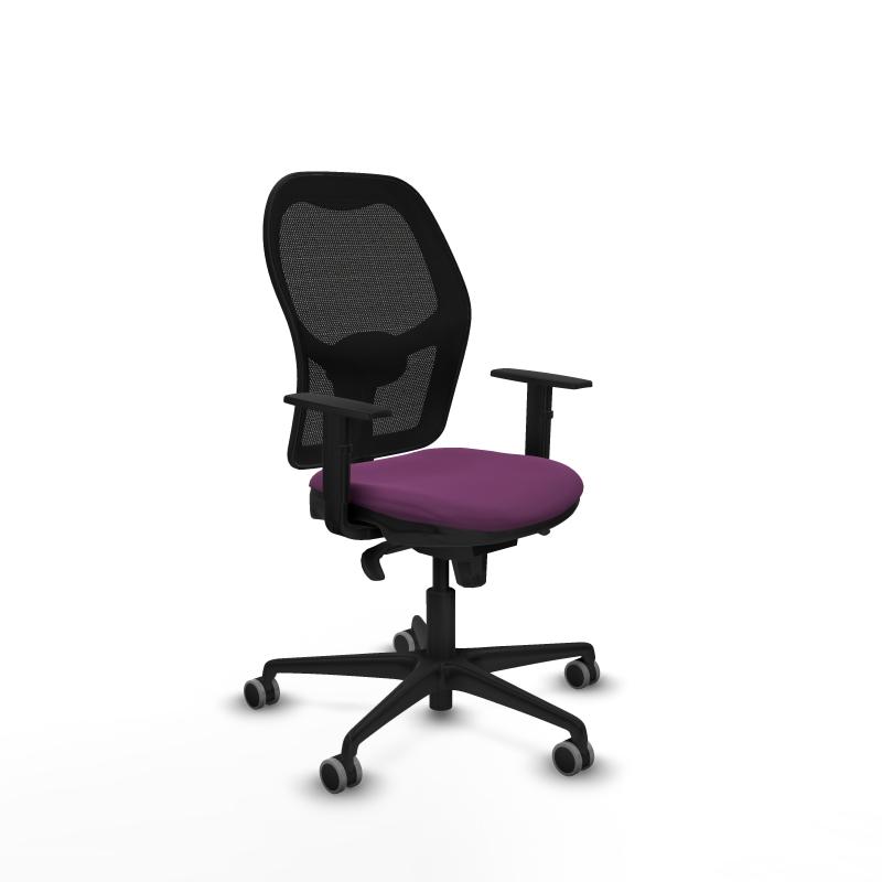 Jorquera sincro malla negra similpiel morado brazos 1D base nailon ruedas 65mm engomada