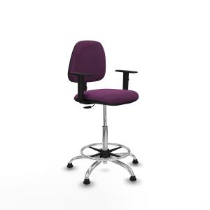 Taburete Isso CP similpiel morado brazos 1D base cromada topes