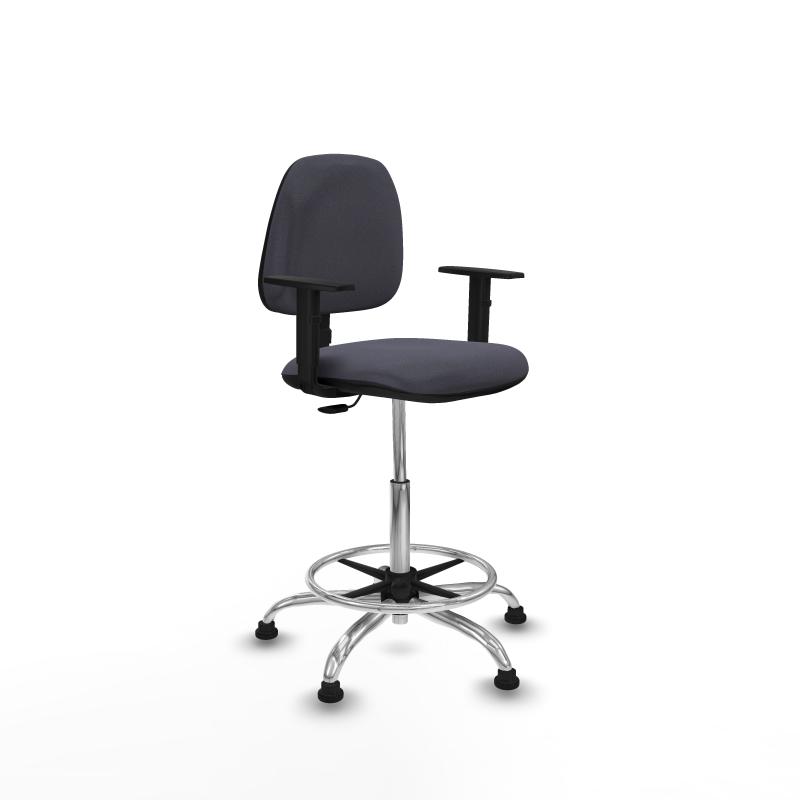 Taburete Isso CP bali gris oscuro brazos 1D base cromada topes