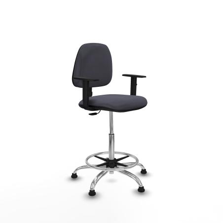 Taburete Isso CP bali gris oscuro brazos 1D base cromada topes