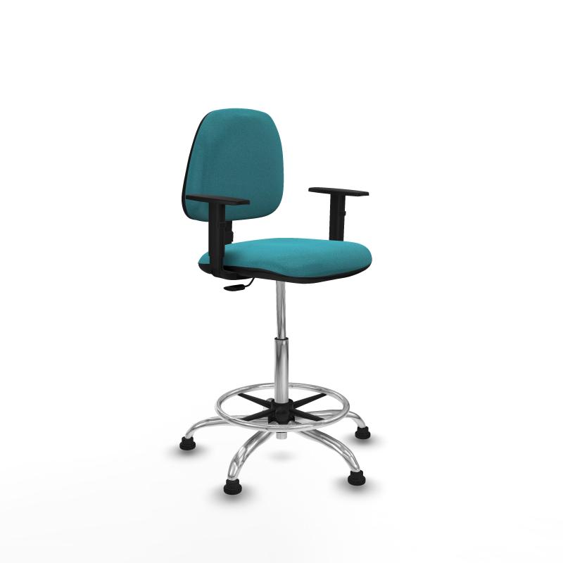 Taburete Isso CP bali turquesa brazos 1D base cromada topes