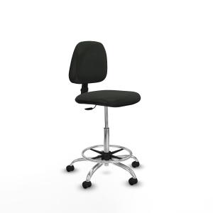 Taburete Isso CP bali negro sin brazos base cromada ruedas engomadas 50mm