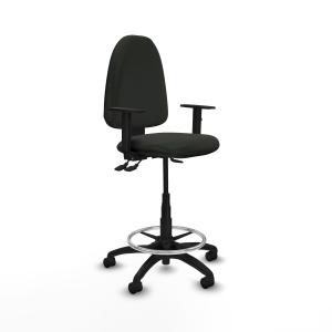 Taburete Aına AS bali negro brazos 1D base poliamida ruedas nailon 50mm