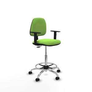 Taburete Isso CP bali pistacho brazos 1D base cromada ruedas autofrenantes 50mm