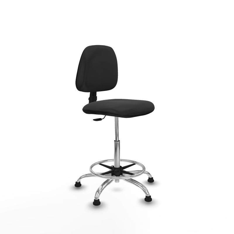 Taburete Isso CP similpiel gris oscuro sin brazos base cromada topes