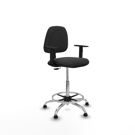 Taburete Isso CP similpiel gris oscuro brazos 1D base cromada topes