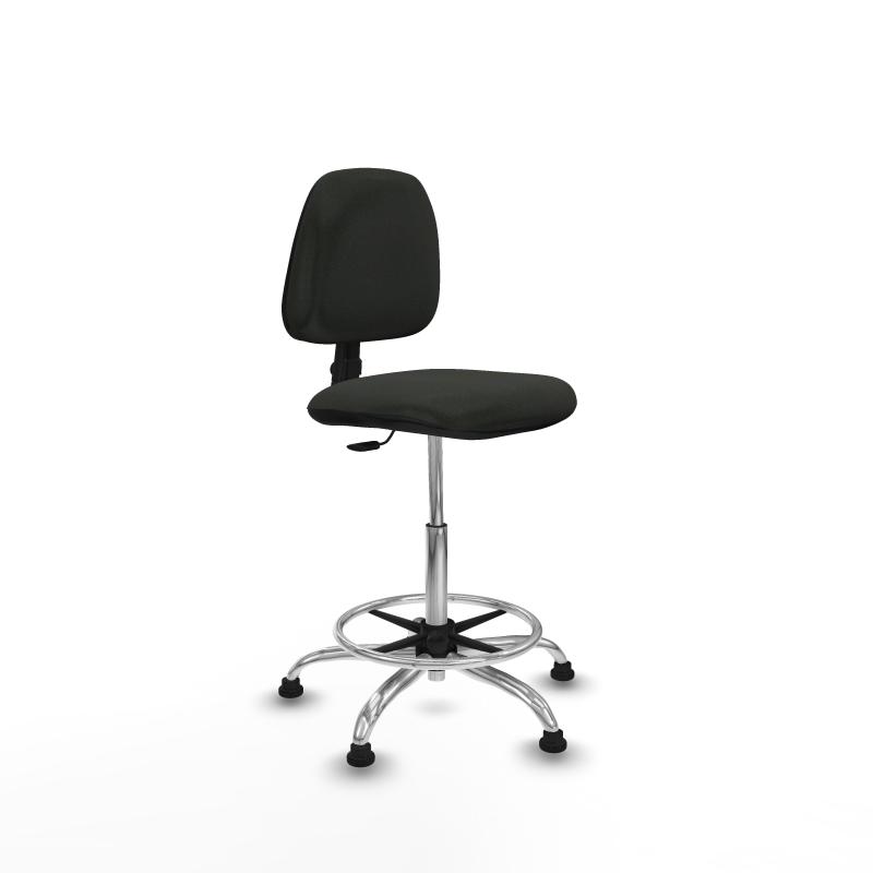 Taburete Isso CP bali negro sin brazos base cromada topes