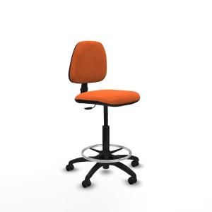 Taburete Isso CP bali naranja sin brazos base poliamida ruedas autofrenantes 50mm