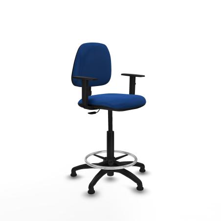 Taburete Isso CP similpiel azul brazos 1D base poliamida topes