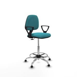 Taburete Isso CP bali turquesa brazos fijos base cromada topes