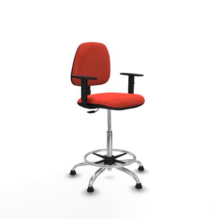 Taburete Isso CP bali naranja oscuro brazos 1D base cromada topes
