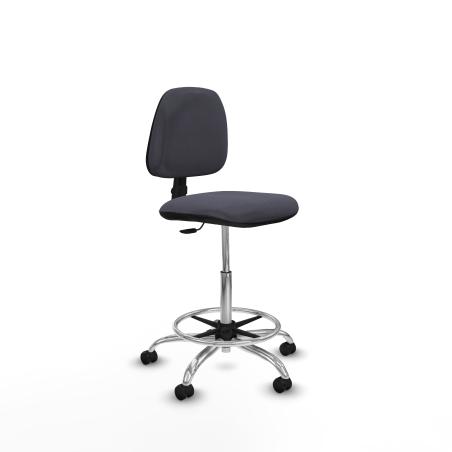Taburete Isso CP bali gris oscuro sin brazos base cromada ruedas engomadas 50mm