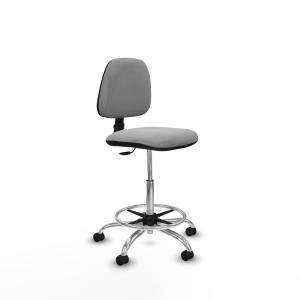 Taburete Isso CP bali gris claro sin brazos base cromada ruedas engomadas 50mm